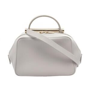 Valextra Flute Mini 2-Way Shoulder Bag/Handbag, Leather, Women's, Gray
